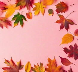 Naklejka na ściany i meble Autumn Leaves Pink Background