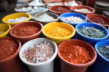 ceramic raw materials in buckets