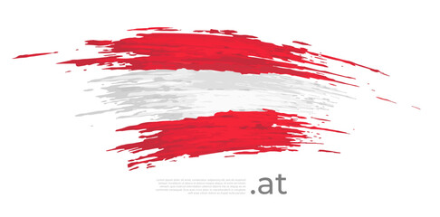 Austria flag. Brush strokes, grunge. Brush painted austrian flag on white background. Vector design, template national poster with place for text. State patriotic banner of austria, cover. Copy space