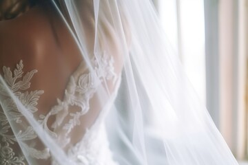 Fototapeta na wymiar a close-up shot of luxury bridal veil on a hanger