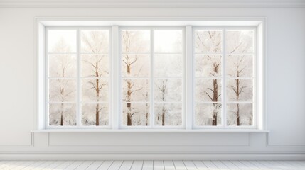 White room with blank window new modern