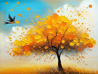 abstract autumn tree generative Ai