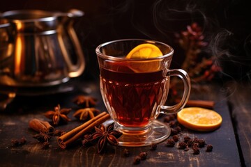 a steaming cup of traditional solstice spiced tea
