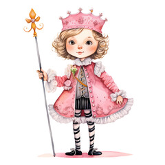 Cute Watercolor Prince Valentine Day Clipart Illustration