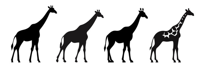 Set of giraffe silhouettes. giraffe isolated. Vector illustration
