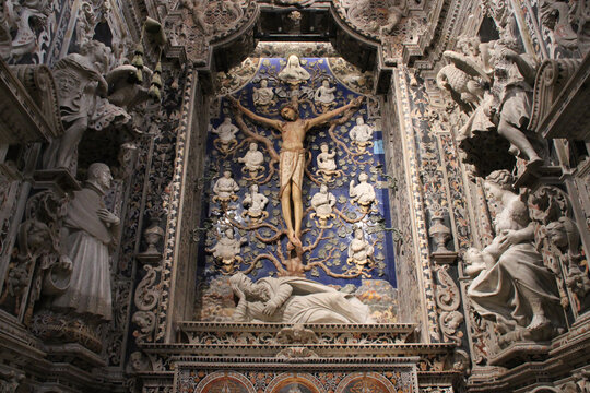 baroque cathedral in monreale in sicily in italy