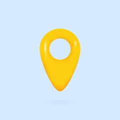 Location icon. Yellow, 3D geolocation icon, location point. Vector icon