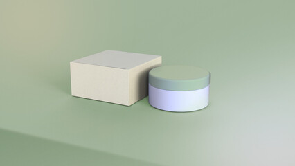 A cosmetics mock-up file through 3D rendering, simple yet tasteful and harmonious background for the product mock-up.
