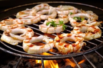 traditional preparation of grilled calamari rings