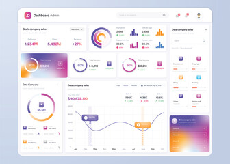 UI UX Infographic dashboard. UI design with graphs, charts and diagrams. Web interface template