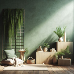 Cozy Green Interior Wall Background
