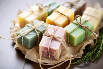 photo of handmade soap bars wrapped in eco-friendly packaging