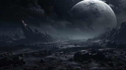 Lunar surface a gloomy background