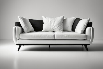 a high quality stock photograph of a single white sofa isolated on a grey background