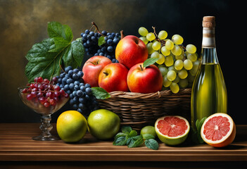 Painting depicting fruits and vegetables