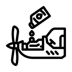 lubrication service aircraft line icon vector. lubrication service aircraft sign. isolated contour symbol black illustration