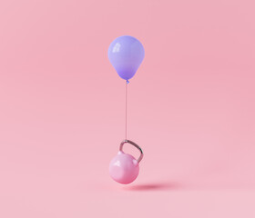 balloon tied to a kettle bell
