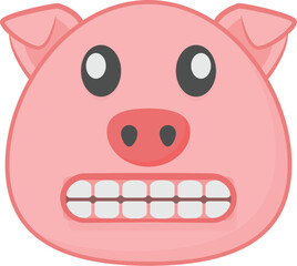 Pig emoji grimacing face - obrazy, fototapety, plakaty