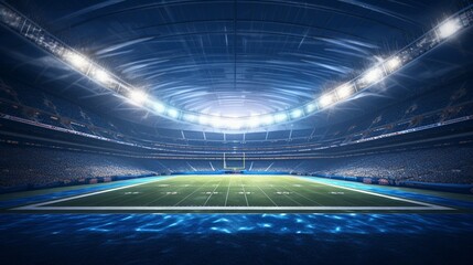american football stadium 3D in light rays render. 