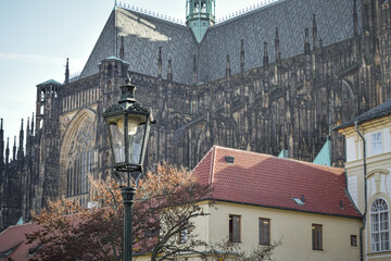 Historic lamp at St. Vitus Cathedral, Prague, Czech Republic