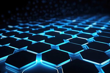 Fototapeta premium Abstract hexagon technology, concept, sci-fi, hi-tech, futuristic, illustration, blue background.