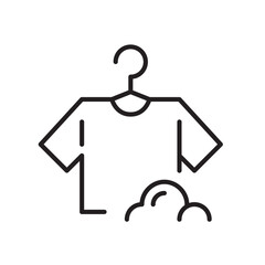 T shirt on hanger. Laundry detergent bubbles. Washing clothes. Pixel perfect, editable stroke icon