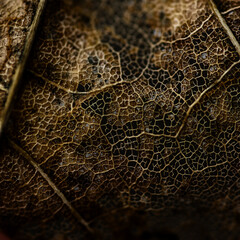 Close-up of old dry brown leaves. Selective focus.