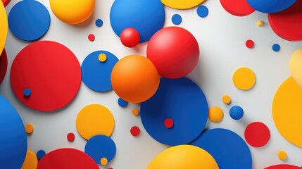 3D illustration of circles in primary colors on a white background. Image generated with AI