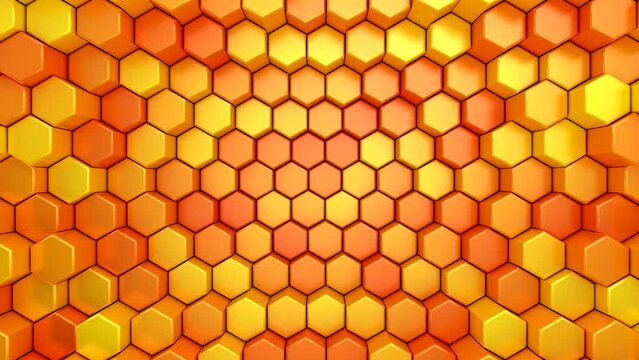 Background of Hexagons. Abstract motion, loop, two color, 3d rendering, 4k resolution
