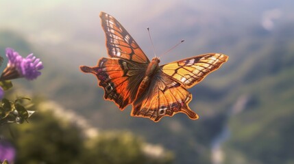 Fototapeta na wymiar create a very high quality of a butterfly flying make.Generative AI