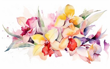 Obraz na płótnie Canvas watercolor flowers on a white background