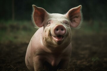 Happy swine. Generative AI - obrazy, fototapety, plakaty