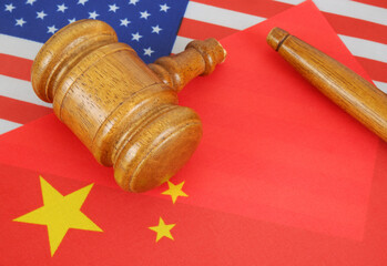 Trade tension or trade war between USA and China, financial concept. Economy conflict, US tariffs...