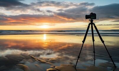 Photo of a beautiful sunset over the ocean