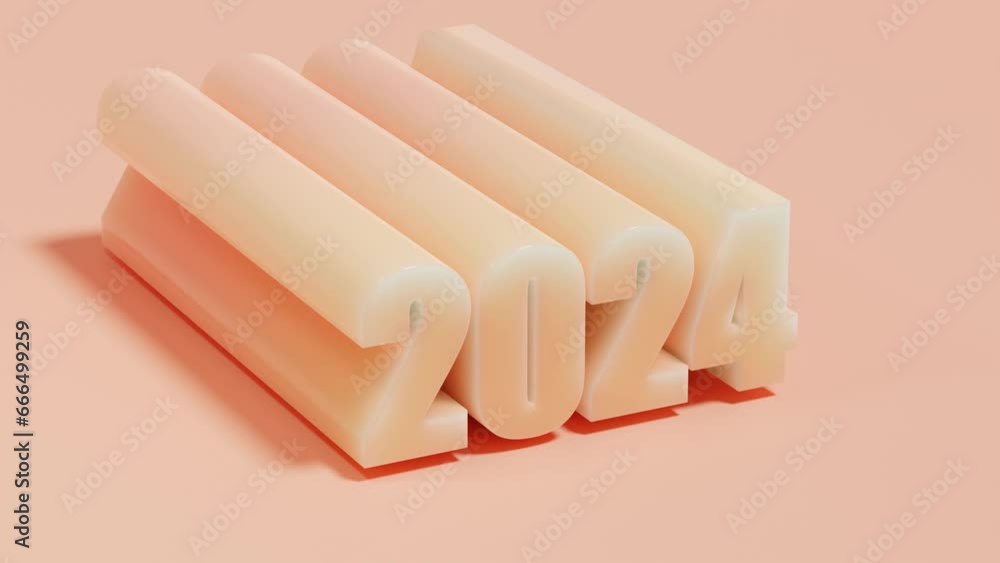Poster 3d animation of text, dates 2023 and new year 2024. new year's animation for new year's compositions