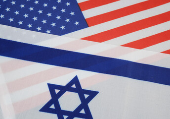 United States and Israel collaboration concept. US and Israel flags close up.