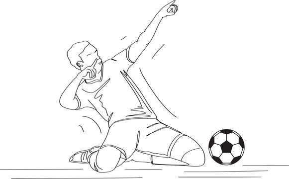 Soccer Success Illustration: Cartoon Drawing of Football Player Goal Celebration, Winning Spirit: Illustration of Football Player Celebrating Goal Victory