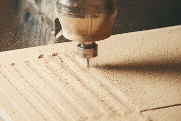 CNC router machine creates a layout of the shelf complex.