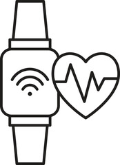 Fitness tracker icon. Smart watch icon with heart beat app symbol
