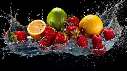 Fruits Water Splashes Composition 