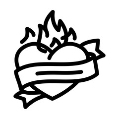 heart art tattoo vintage line icon vector. heart art tattoo vintage sign. isolated contour symbol black illustration