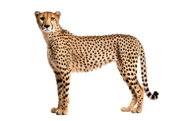 Cheetah animal isolated on transparent white background.