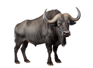 African buffalo isolated on transparent white background