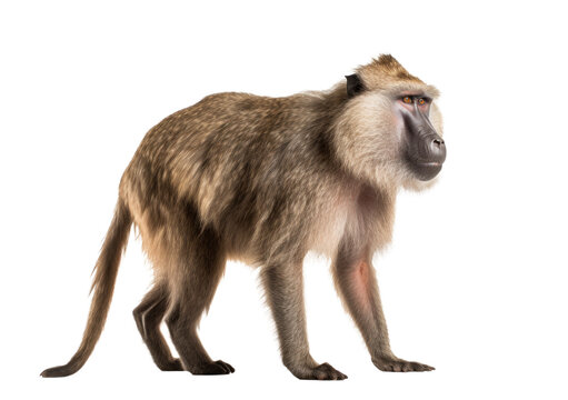 Baboon monkey isolated on transparent white background