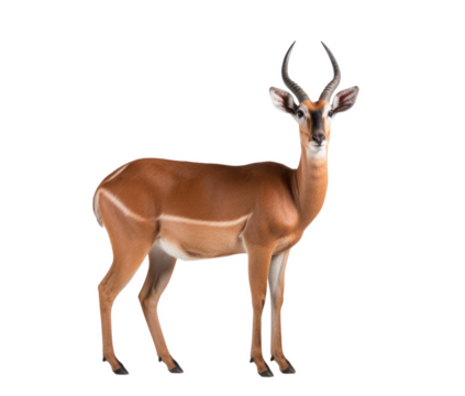African antelope impala isolated on transparent white background