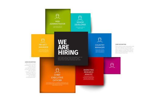 We are hiring minimalistic flyer template with squares containing position names