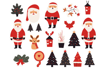 Différents pères Noël er sapins de Noël