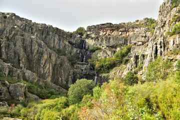 Fototapeta na wymiar Waterfall in Valverde de los Arroyos in Guadalajara, Spain