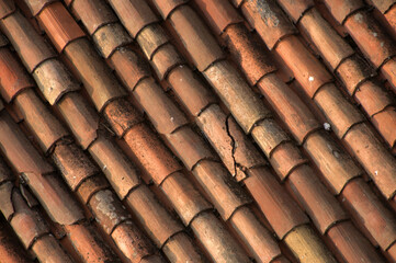 Terracotta roof tiles in Bergamo, Lombardy