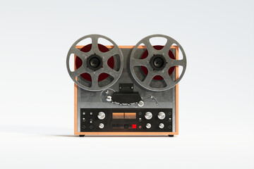 Buttons of retro reel-to-reel magnetic tape recorder. Vintage audio recorder.